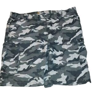 Men's Black/Grey Camouflage Cargo Shorts 44 Inch Waist Relaxed Fit